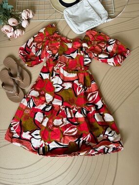 Mlle Gabrielle Red, Olive & Black Floral Sundress